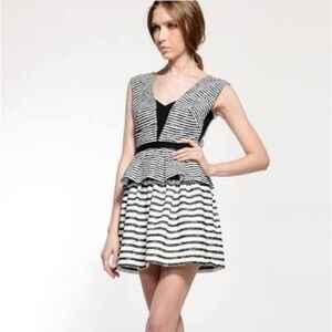 🖤 BCBG Stripe Peplum Cocktail Dress